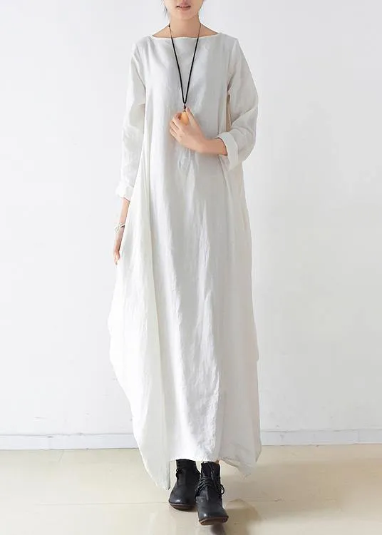 100% o neck long sleeve dresses pattern white Kaftan Dresses