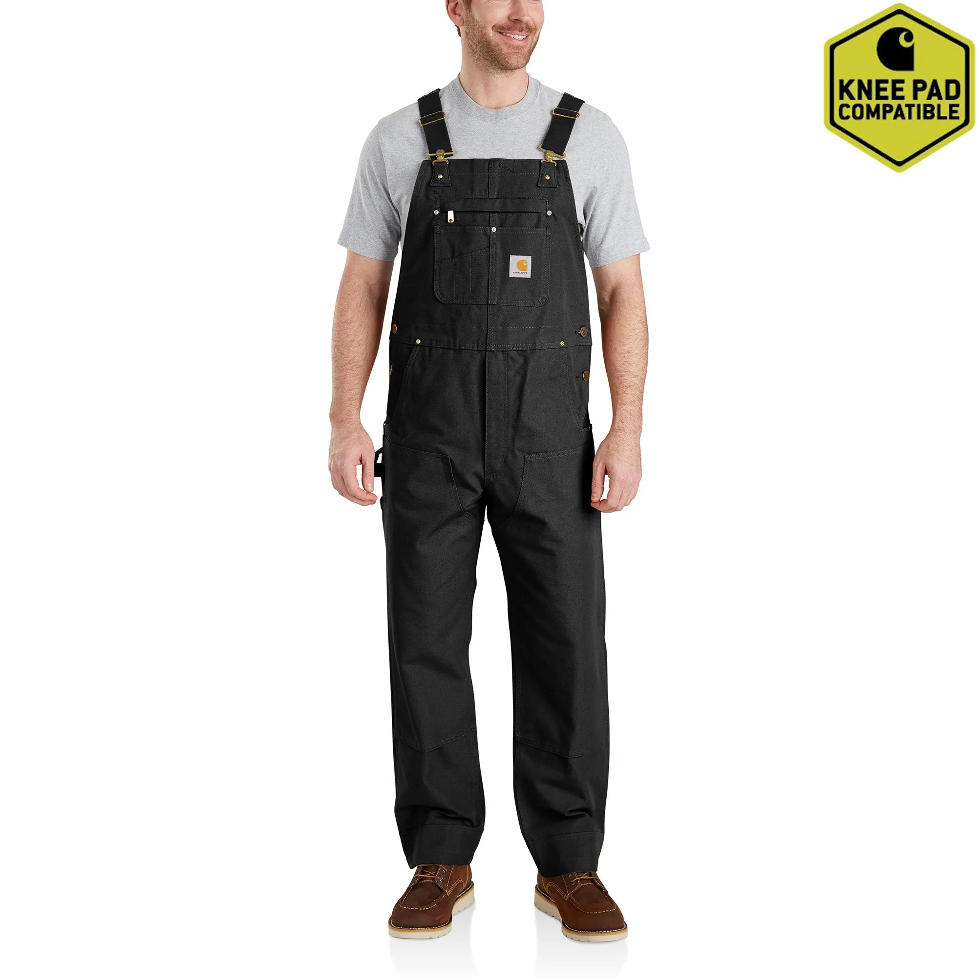102776 BLK - DUCK BIB UNLINED OVERALLS