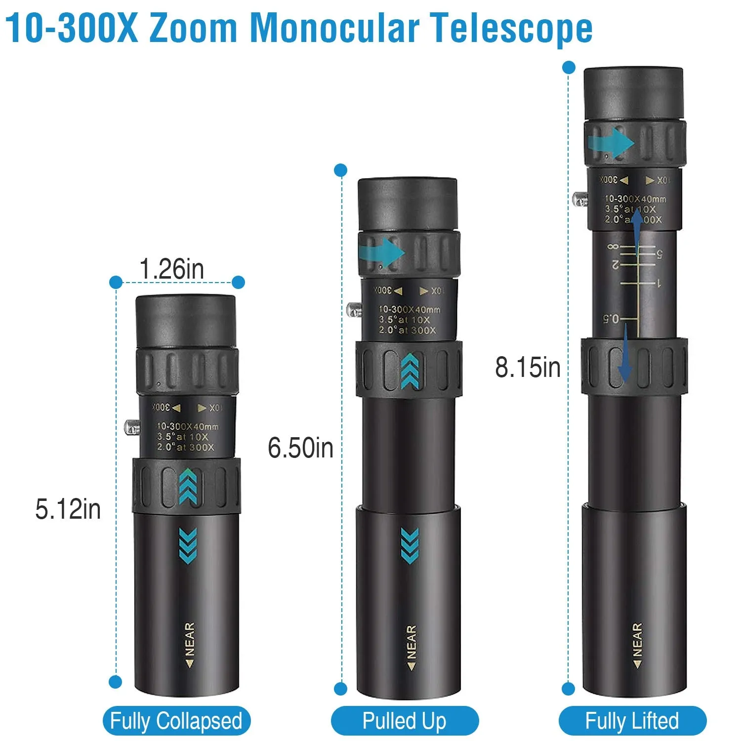10X-300X Zoom Monocular Telescope High Definition Phone Telephoto Lens