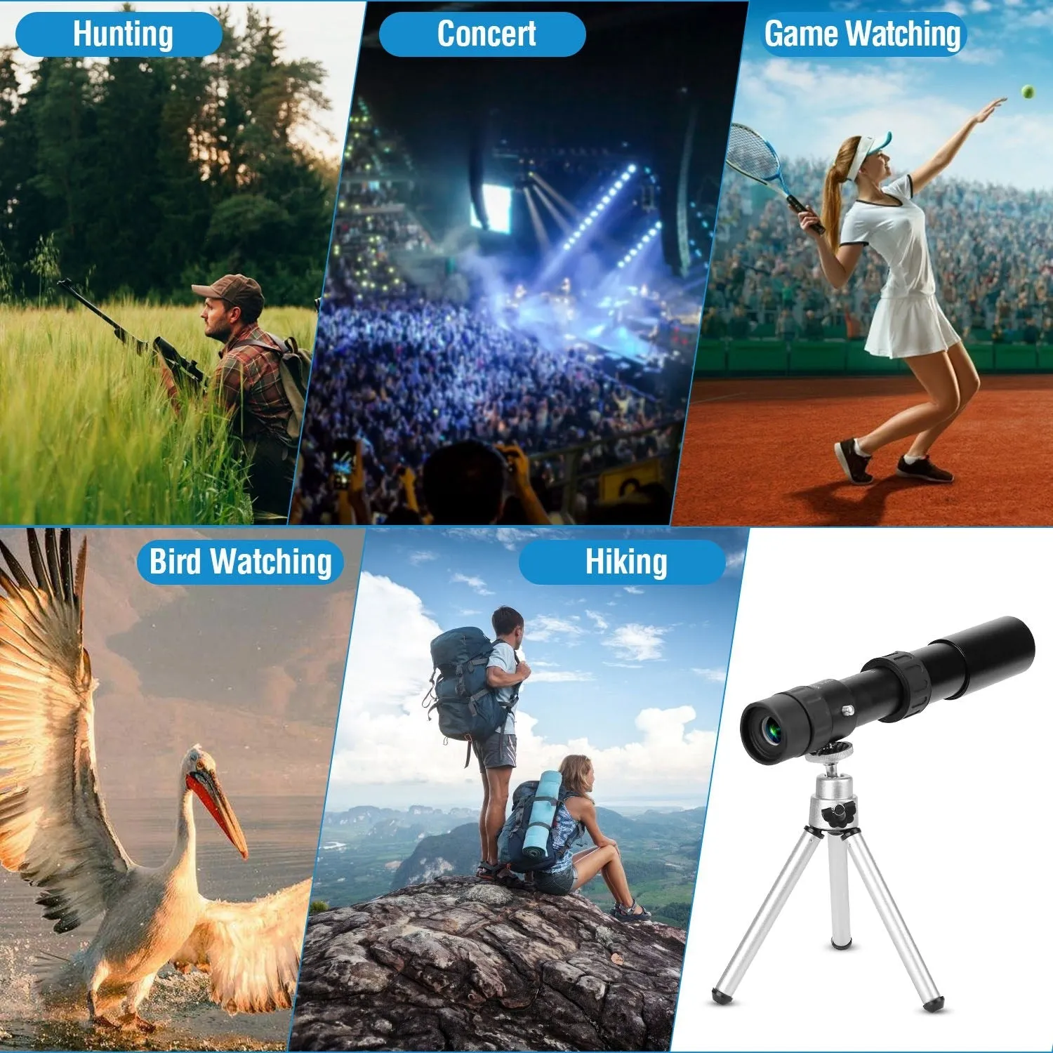 10X-300X Zoom Monocular Telescope High Definition Phone Telephoto Lens