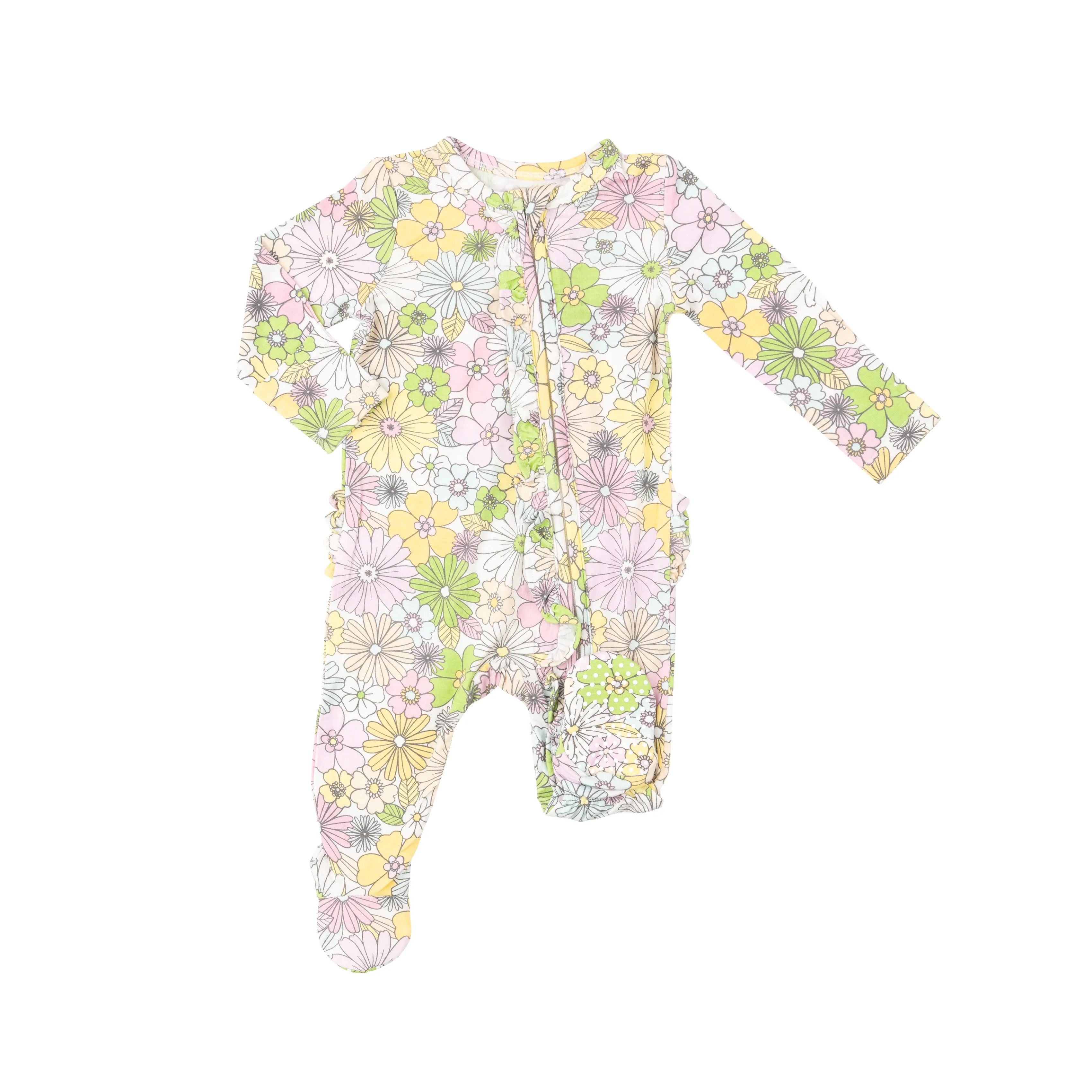 2-Way Zipper Footie - Mixed Retro Floral by Angel Dear