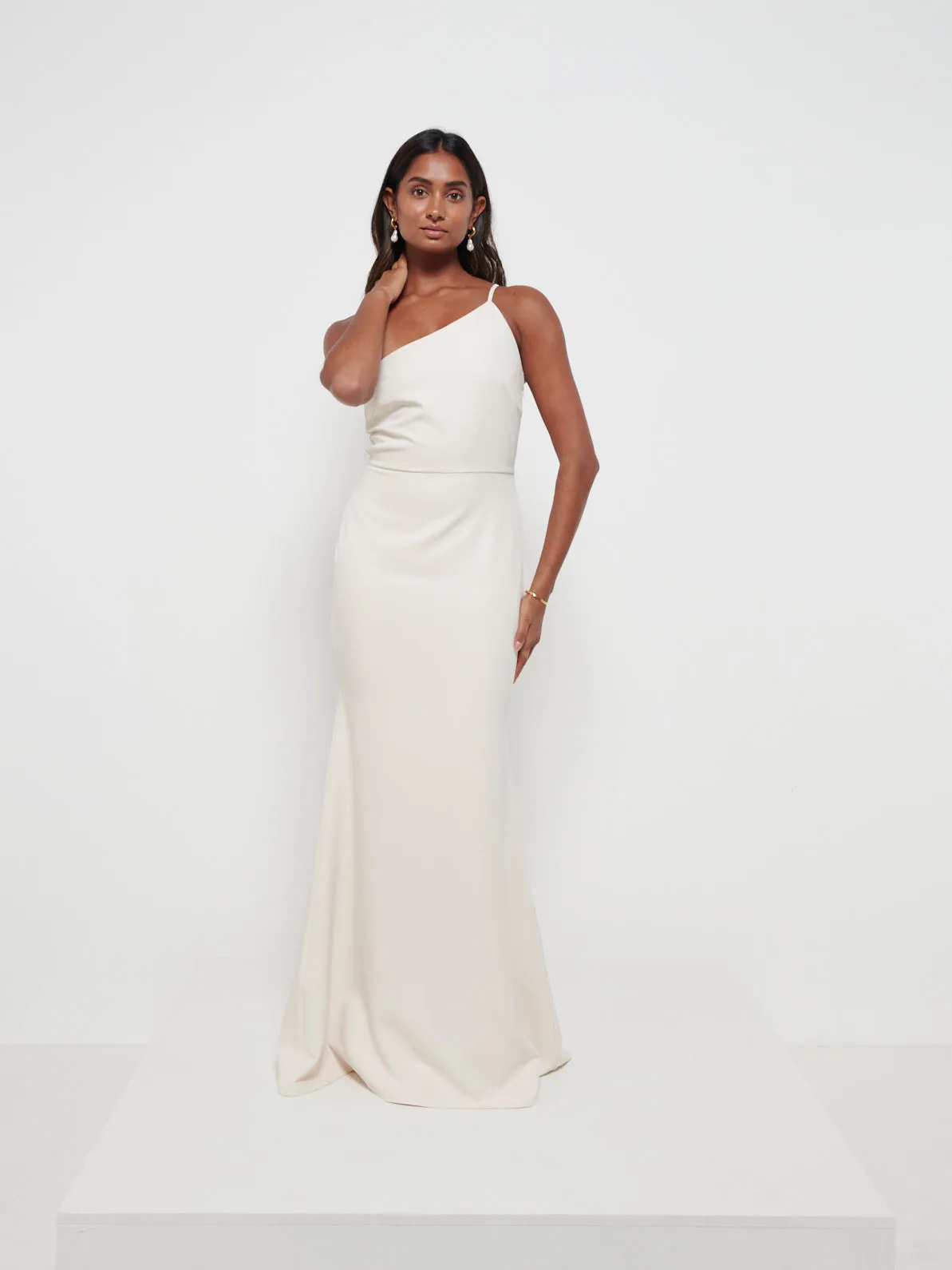 Amelia Crepe Maxi Bridesmaid Dress - Champagne