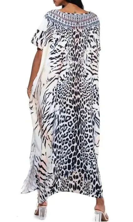 Animal Print Kaftan Maxi Dress