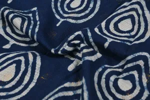 Blue & White Motifs Cotton Lurex Buta Fabric