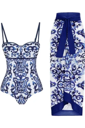 Blue Monokini with Sarong