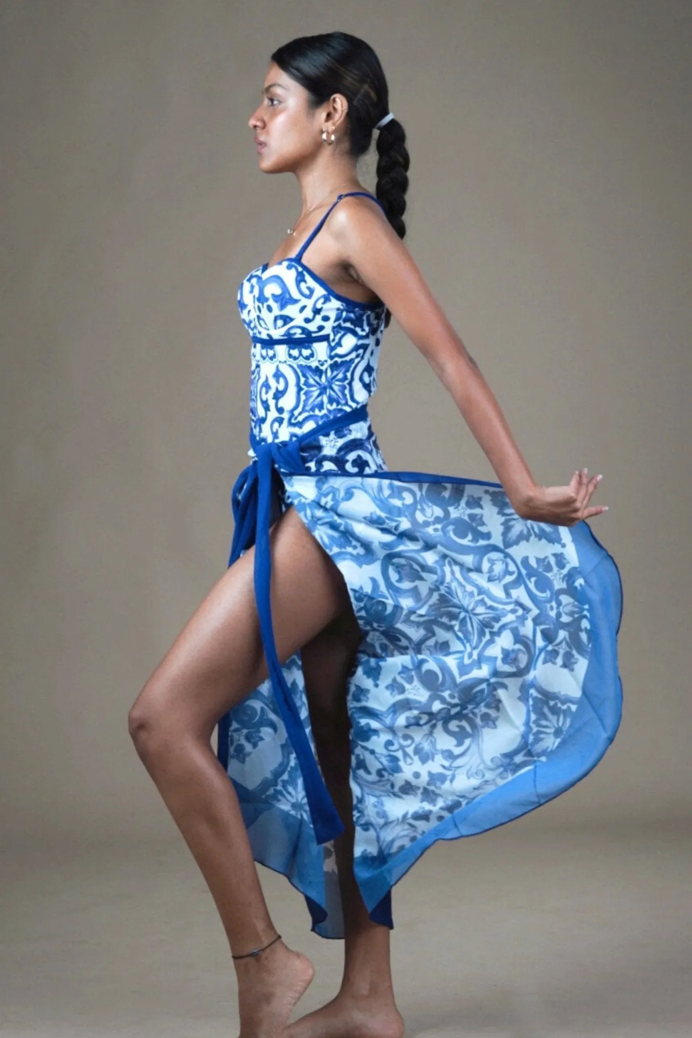 Blue Monokini with Sarong