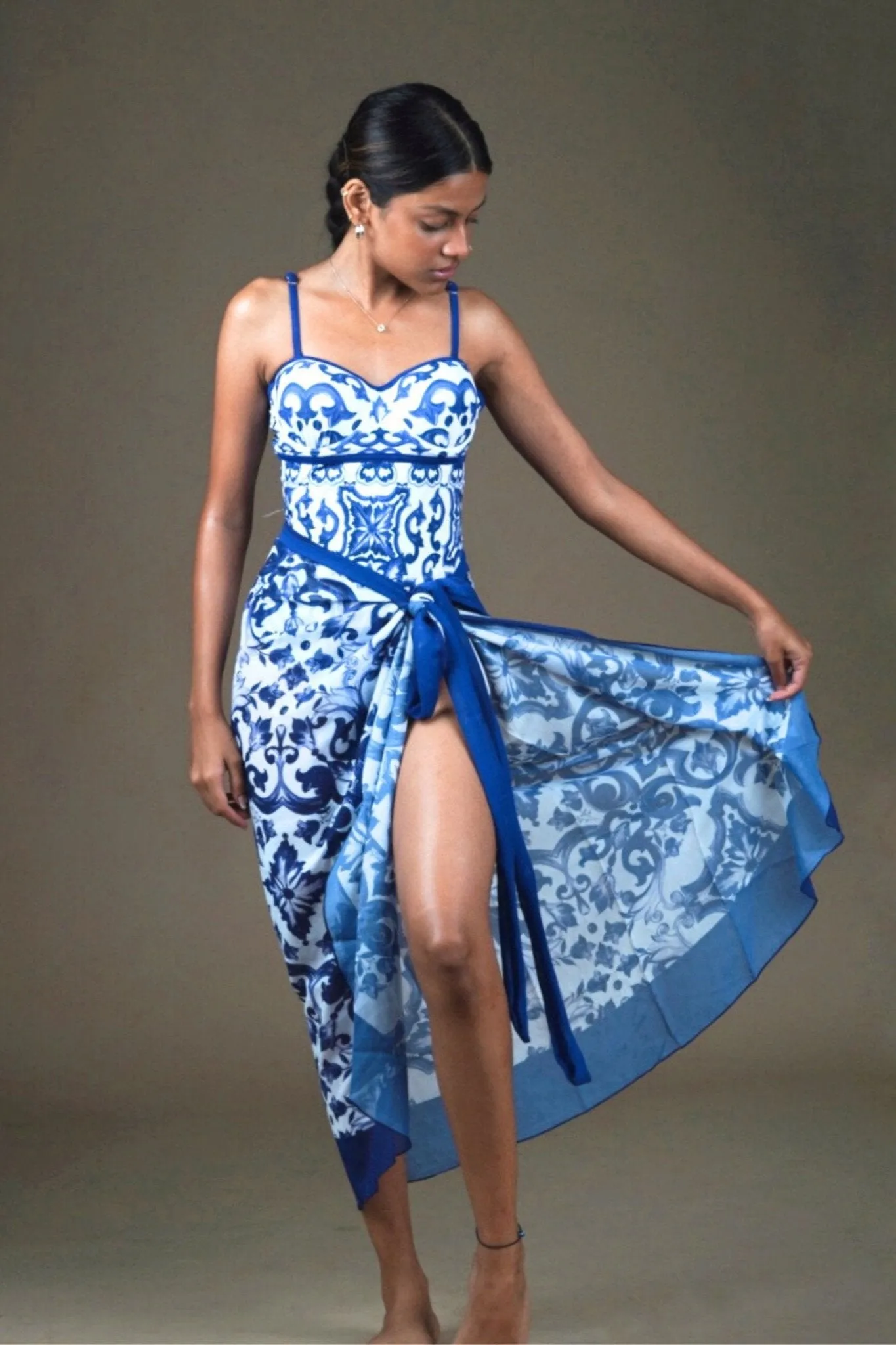 Blue Monokini with Sarong