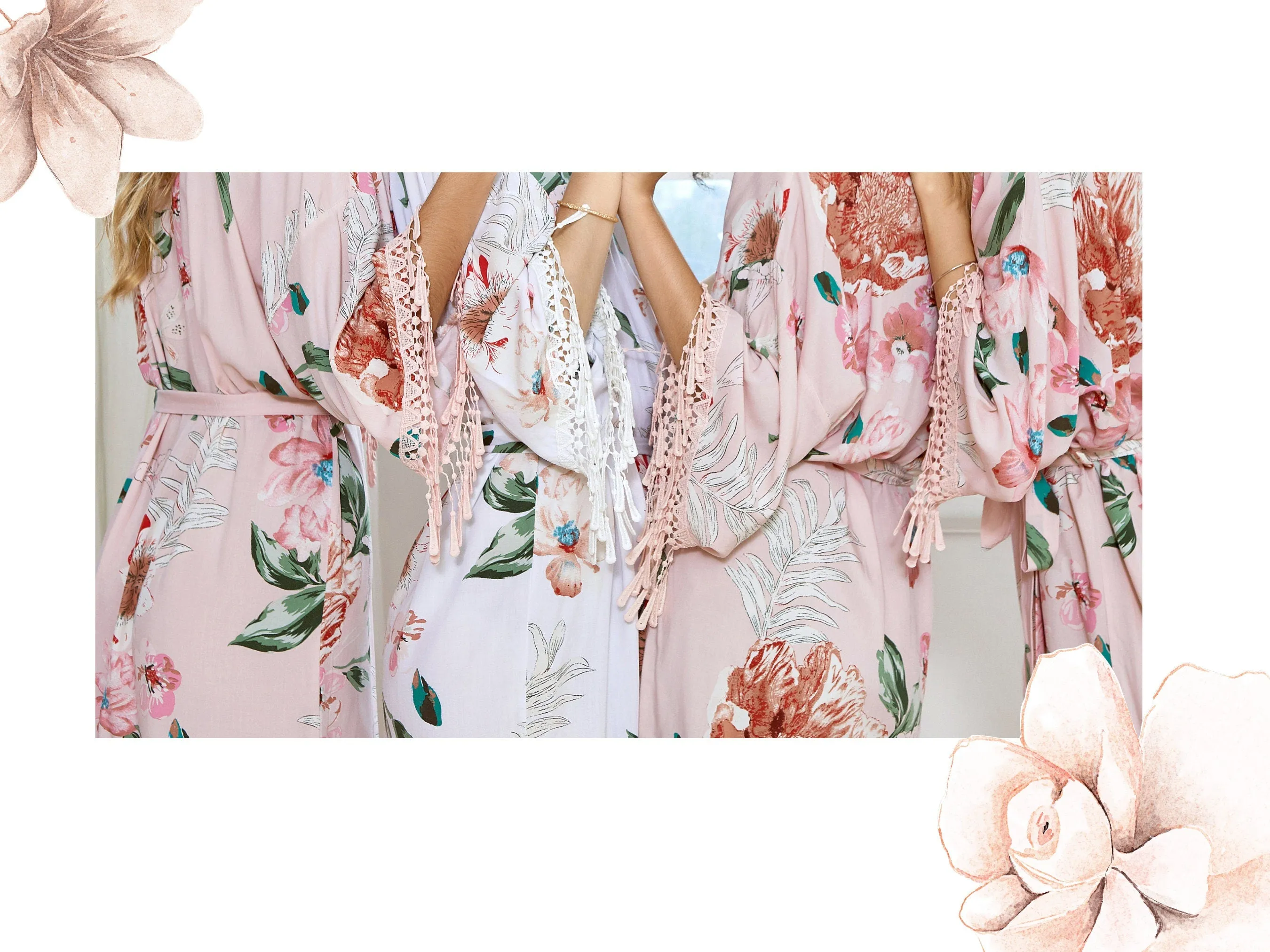 Boho Floral Robes - Tassels Robes with Fringes- Cotton Floral Robe - Bridesmaid Robes- Bohemian Robes for Wedding Getting Ready