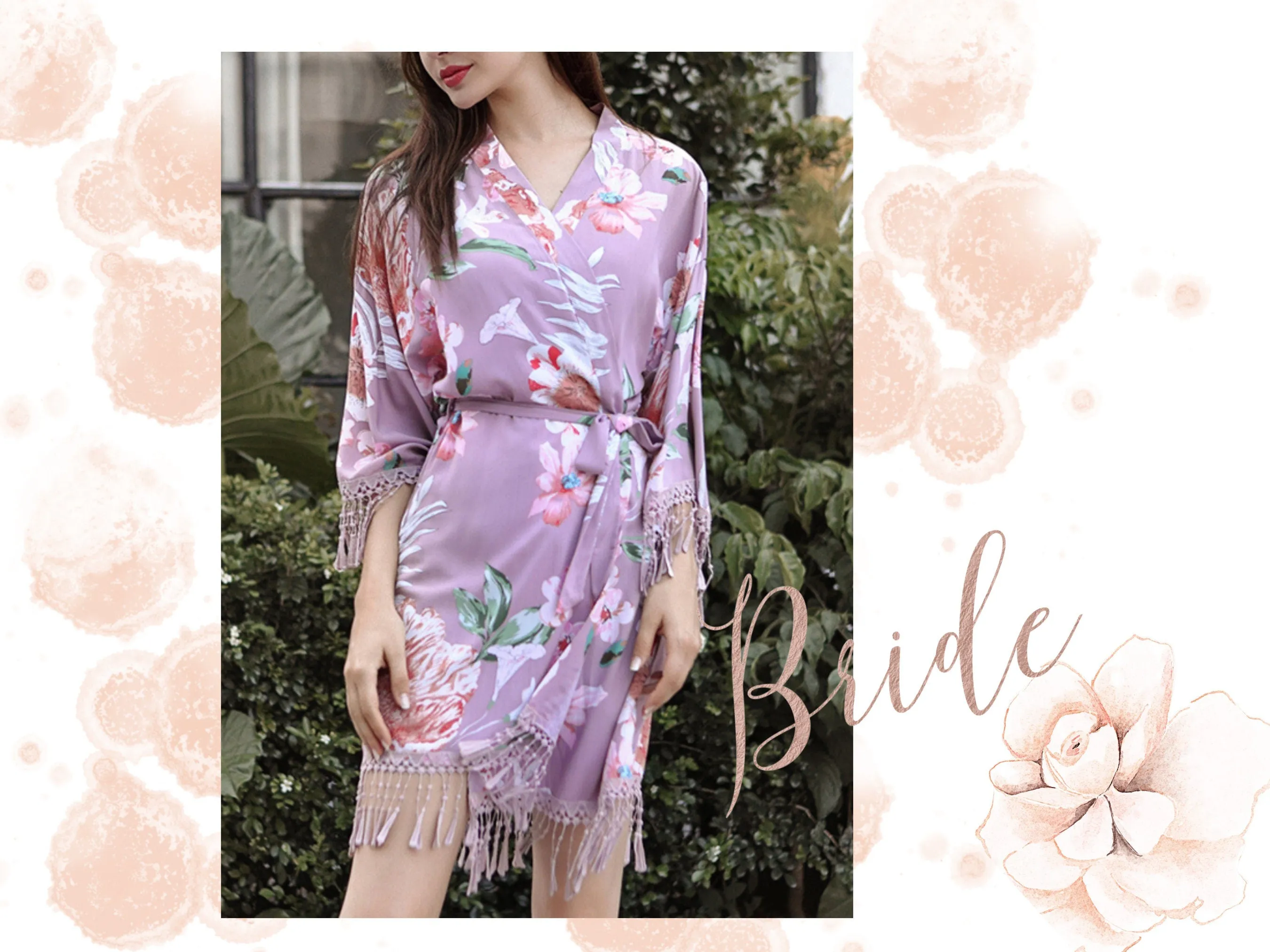 Boho Floral Robes - Tassels Robes with Fringes- Cotton Floral Robe - Bridesmaid Robes- Bohemian Robes for Wedding Getting Ready
