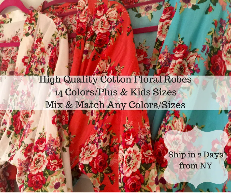 Bridesmaid Robes, Bridesmaid Gift,  Floral Robe, Bridesmaid Robe, Wedding Robe, Kimono Robe, Gift for Bridesmaid