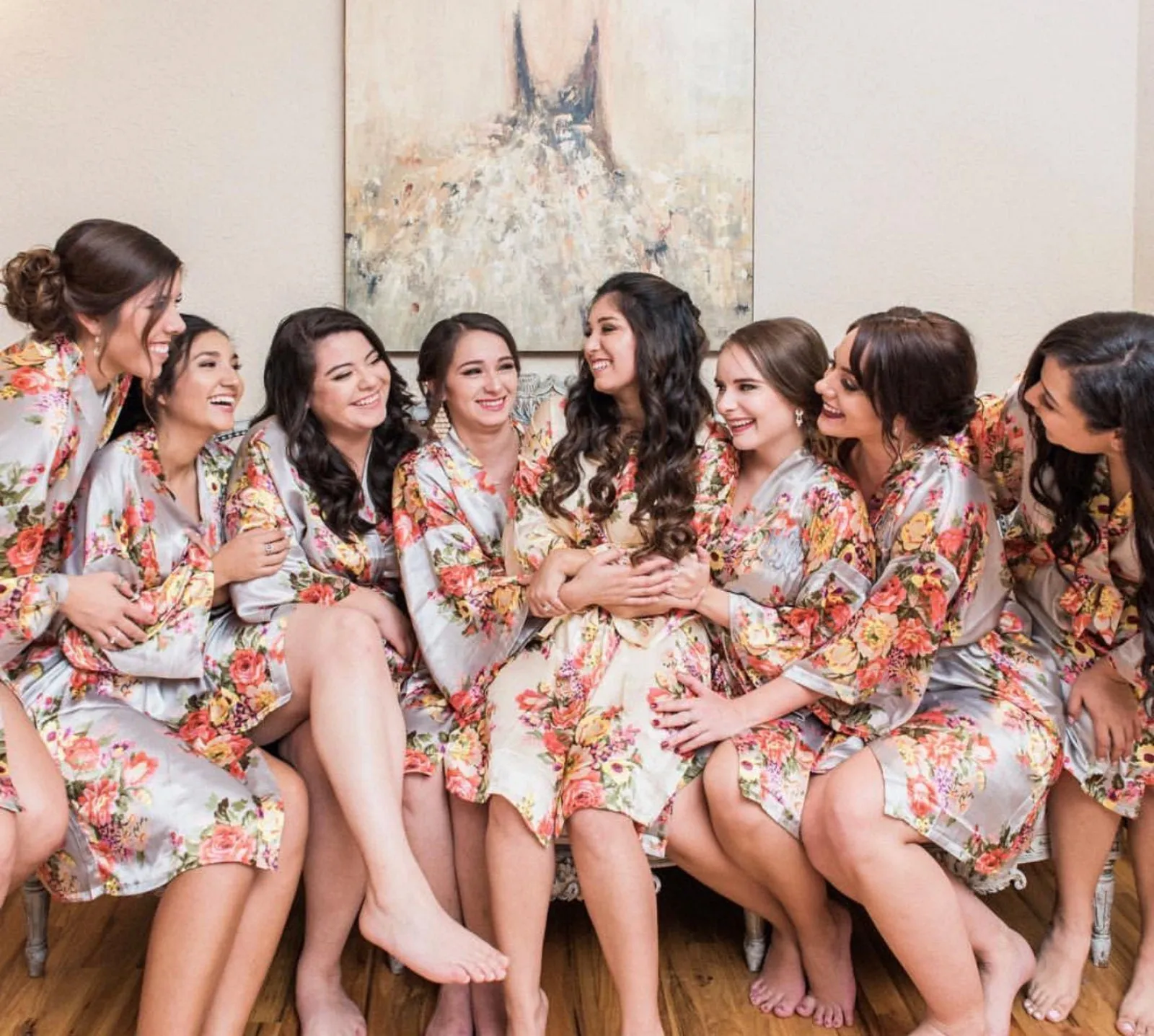 Bridesmaid Robes, Floral Bridesmaid Robes, Satin Floral, Robes for Bridesmaid, Bridesmaid Gift, Personalized Robes
