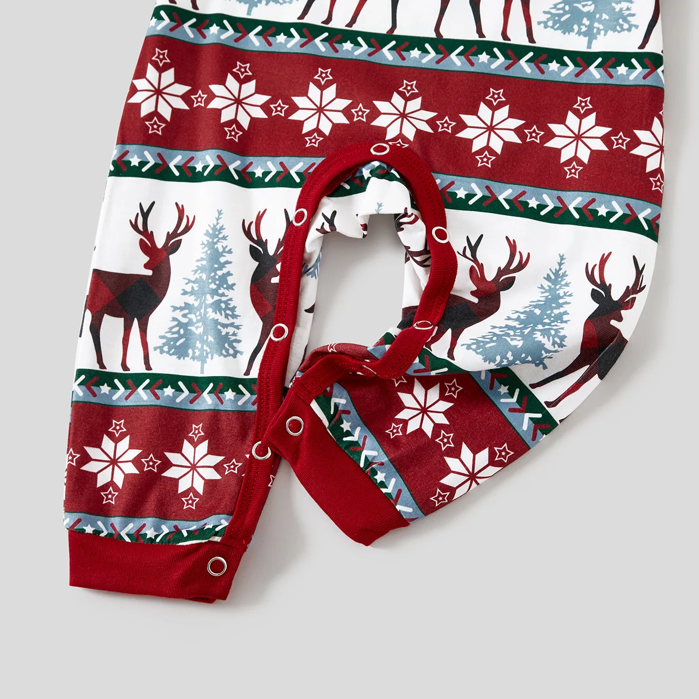 Christmas Allover Reindeer and Snowflake Print Family Matching Pajamas Sets (Flame Resistant)