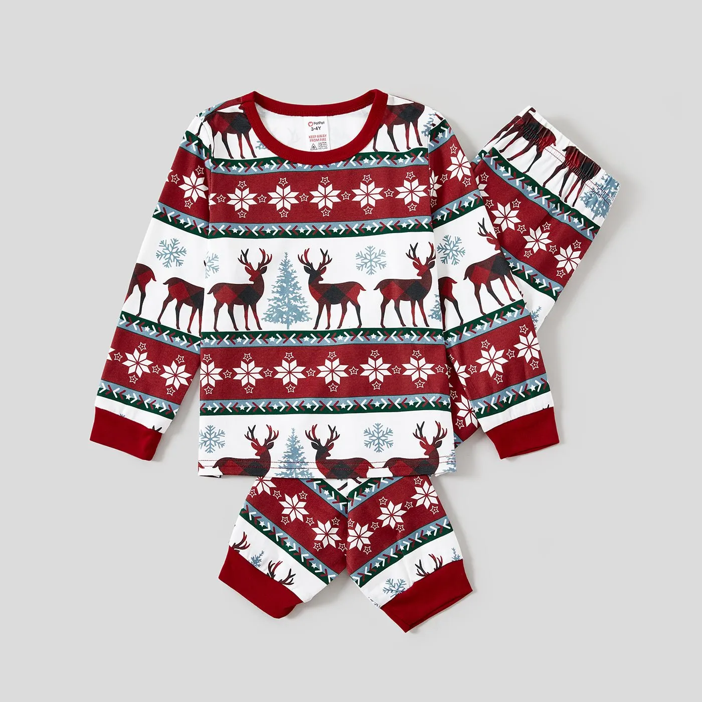 Christmas Allover Reindeer and Snowflake Print Family Matching Pajamas Sets (Flame Resistant)
