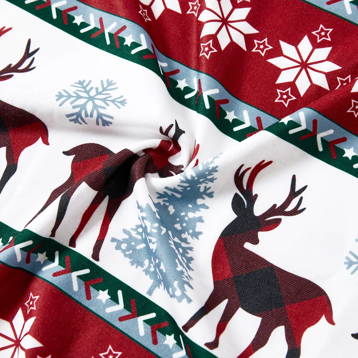 Christmas Allover Reindeer and Snowflake Print Family Matching Pajamas Sets (Flame Resistant)
