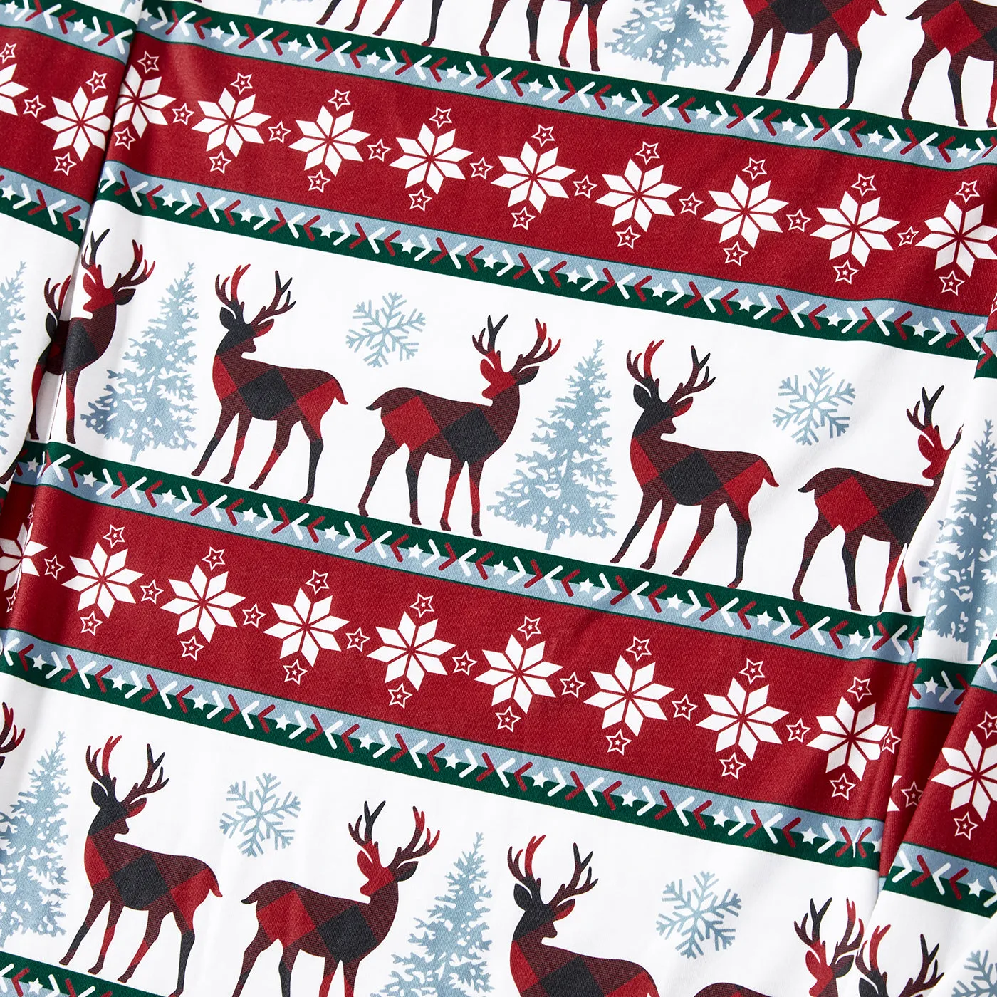 Christmas Allover Reindeer and Snowflake Print Family Matching Pajamas Sets (Flame Resistant)