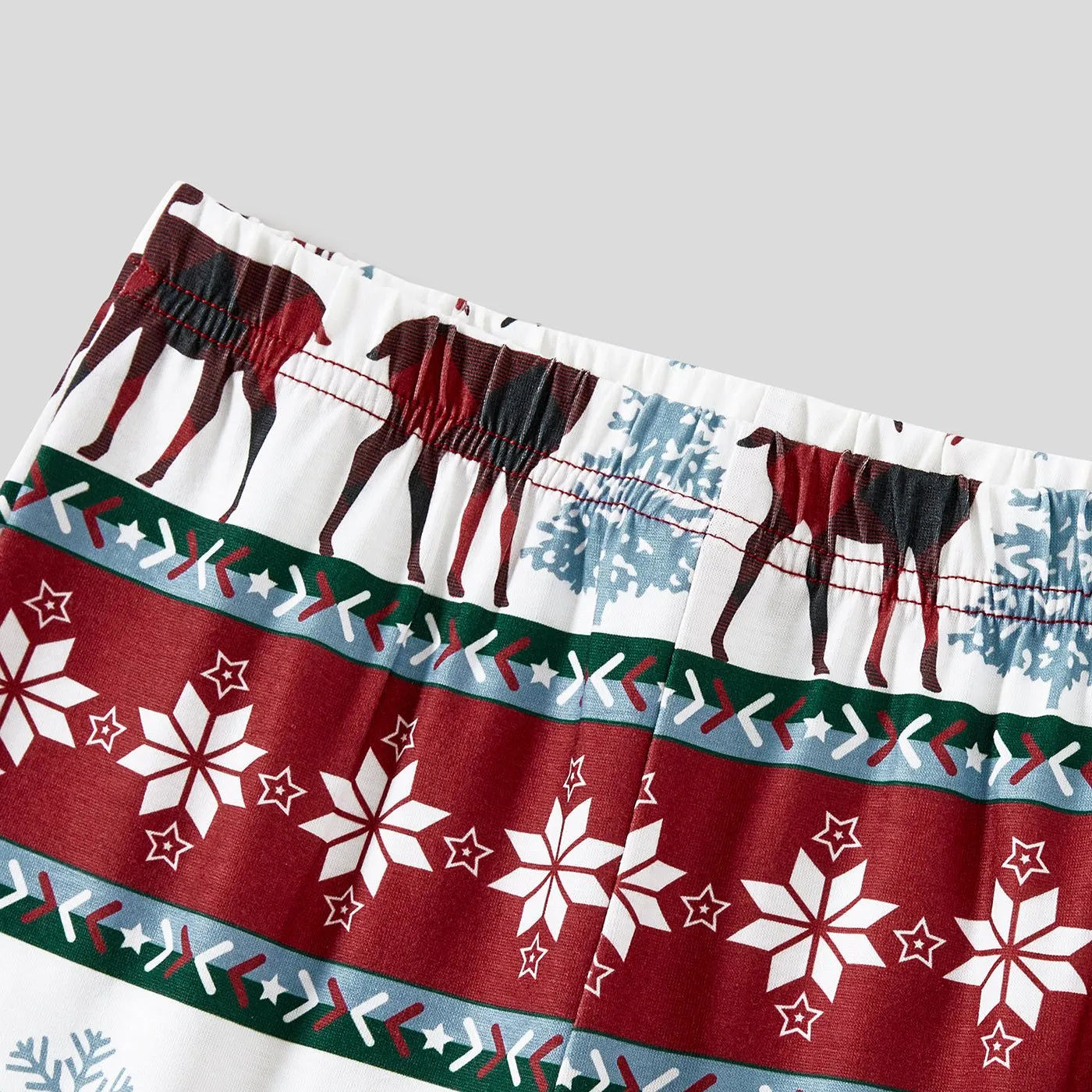 Christmas Allover Reindeer and Snowflake Print Family Matching Pajamas Sets (Flame Resistant)
