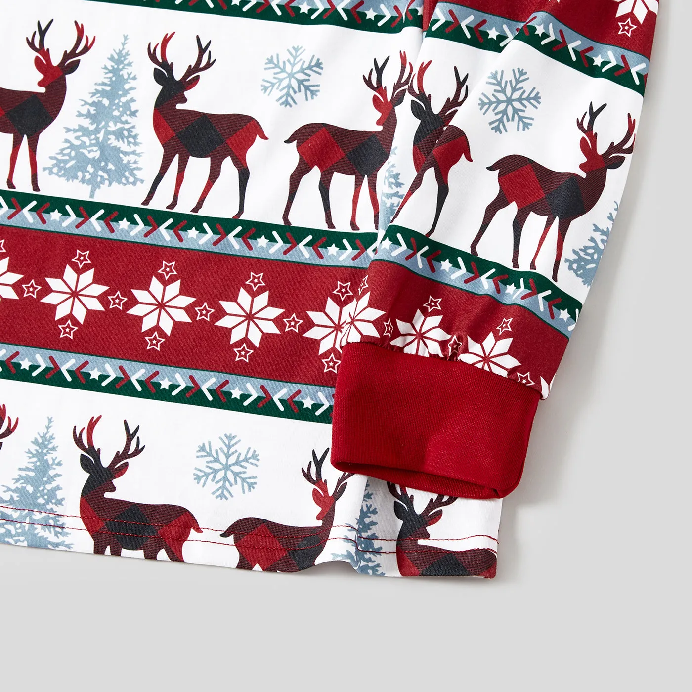 Christmas Allover Reindeer and Snowflake Print Family Matching Pajamas Sets (Flame Resistant)