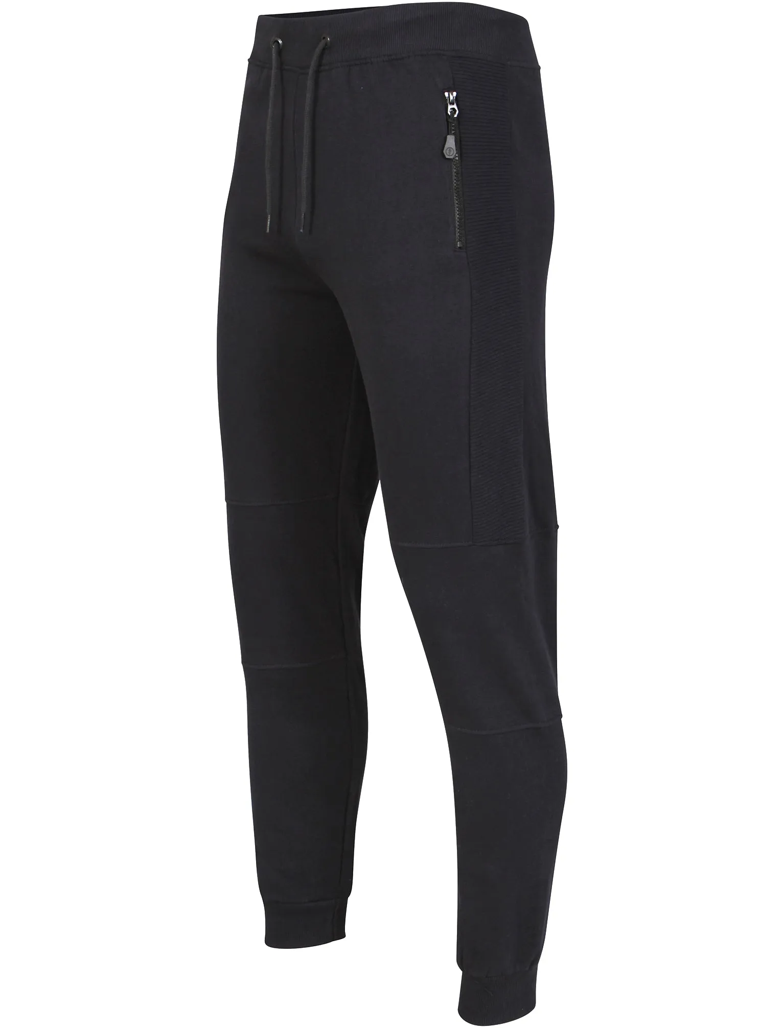 Collent Cuffed Joggers with Ribbed Panels in True Navy - Dissident