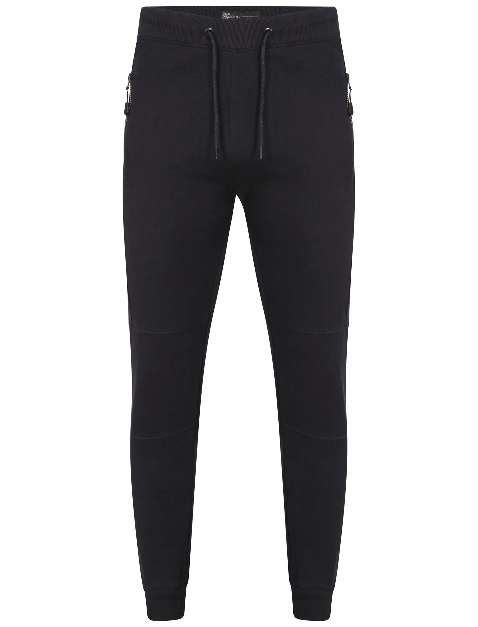 Collent Cuffed Joggers with Ribbed Panels in True Navy - Dissident