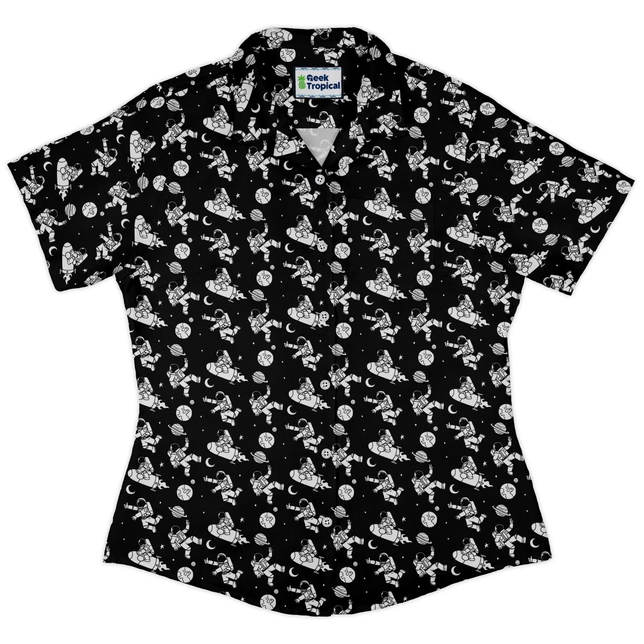 Cosmic Explorers Space Curvy Button Up Shirt