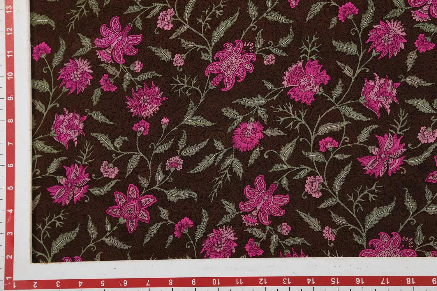 Dark Brown 60 Gram Printed Silk Crepe Fabric