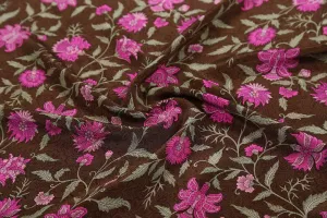 Dark Brown 60 Gram Printed Silk Crepe Fabric