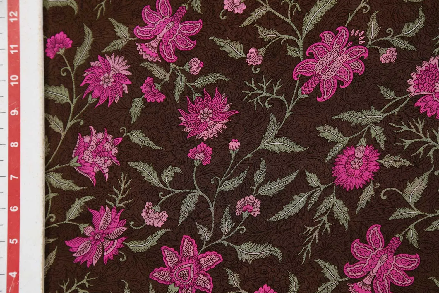 Dark Brown 60 Gram Printed Silk Crepe Fabric