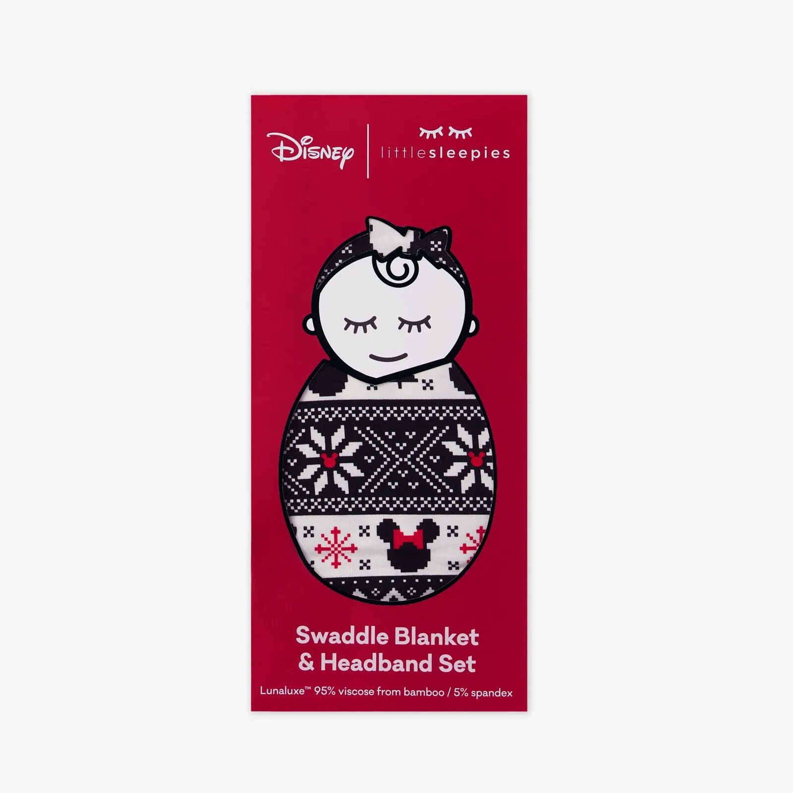 Disney Mickey Fair Isle Swaddle & Luxe Bow Headband Set
