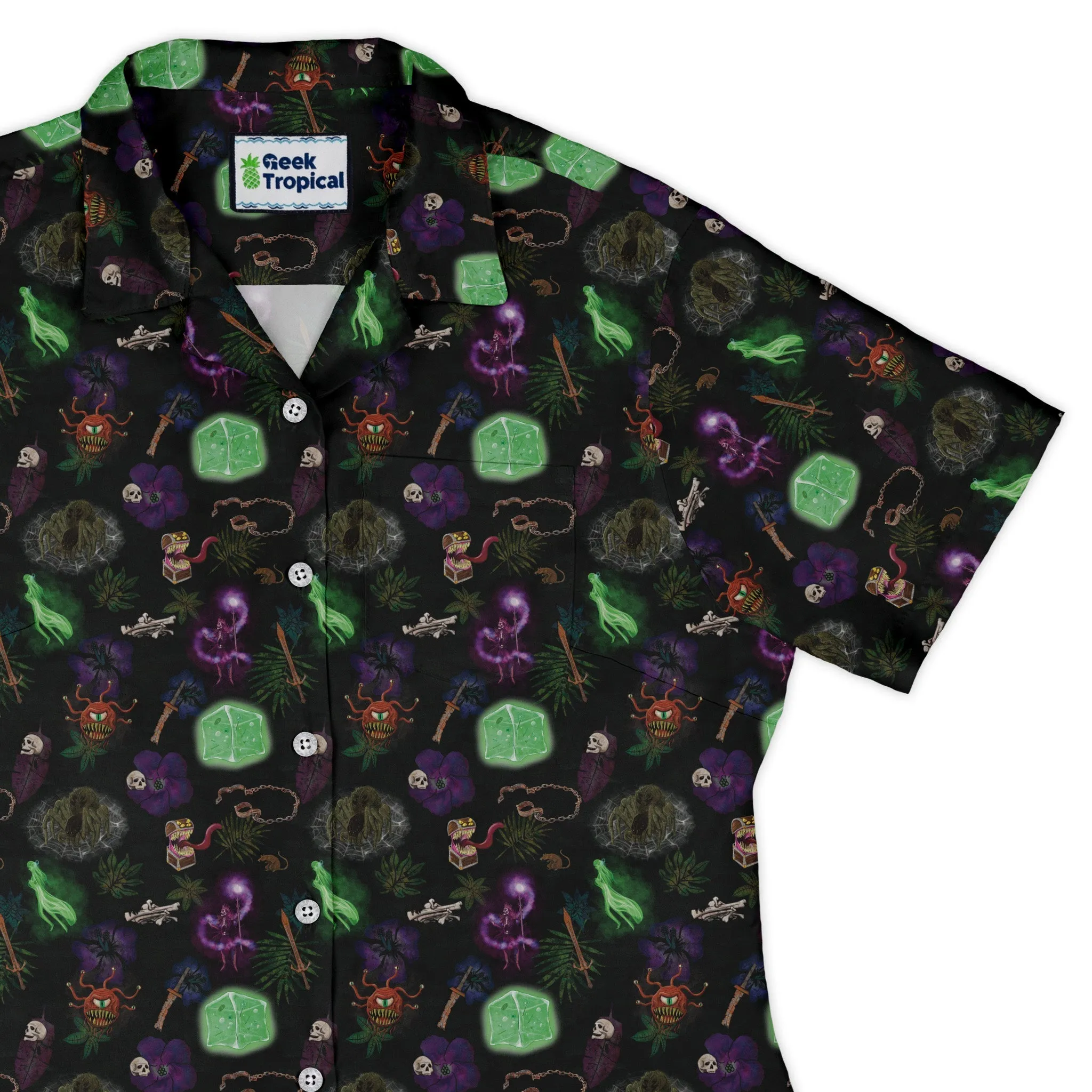 Dnd Dungeon Monsters Curvy Button Up Shirt