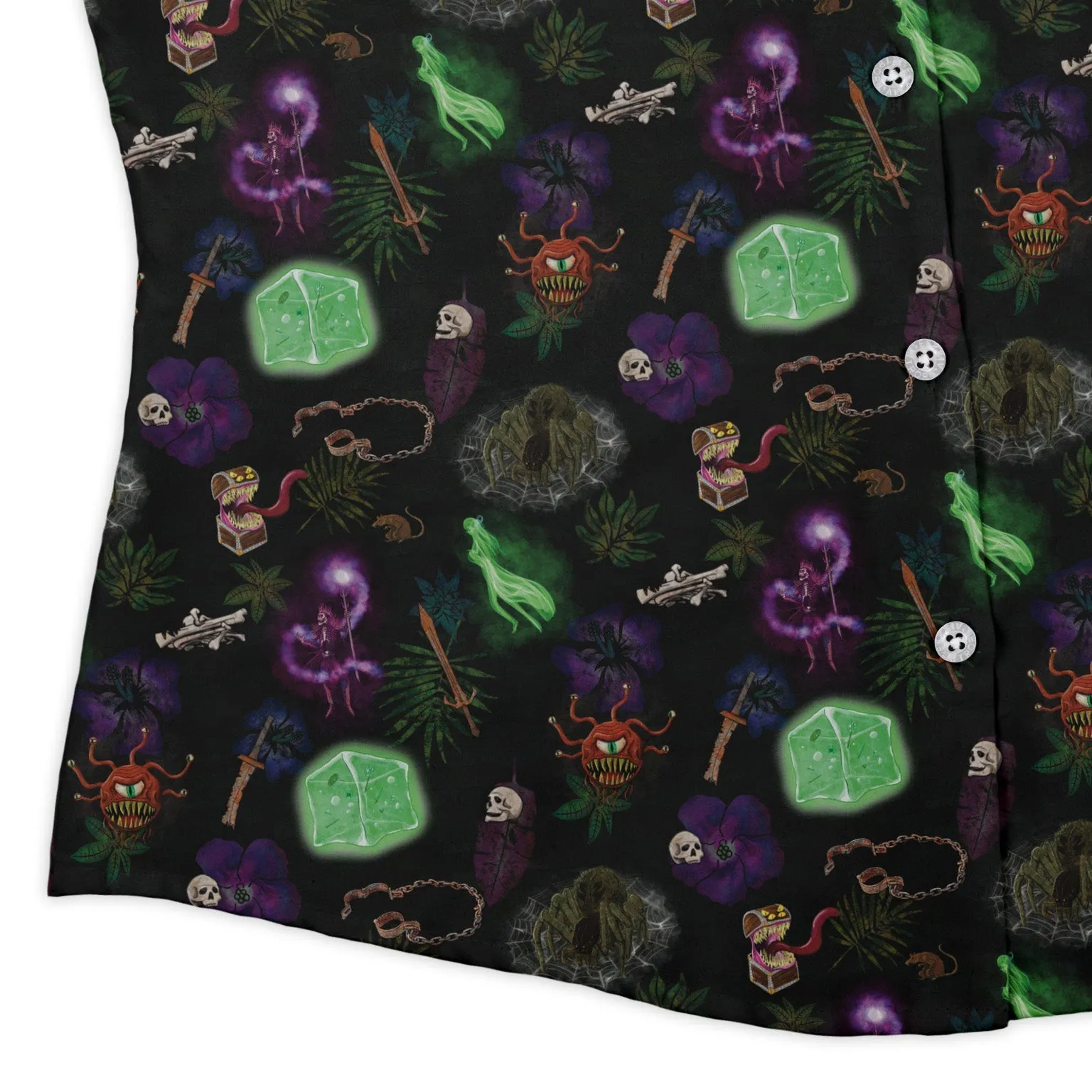 Dnd Dungeon Monsters Curvy Button Up Shirt