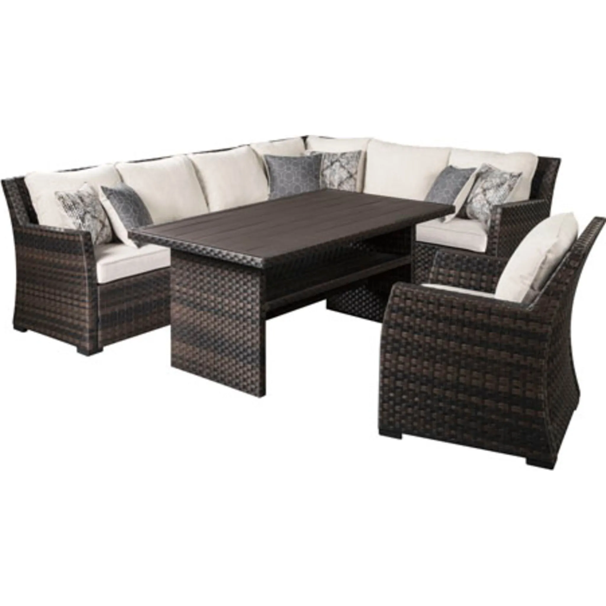 Easy Isle 2 Piece Outdoor Sofa Sectional with Chair & Table