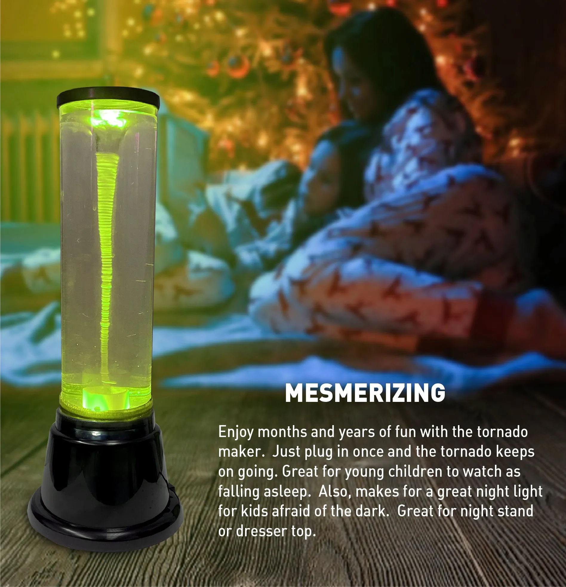 EasyGo Water Vortex Tornado Lava Lamp – Color Changing – Kids Science Gift – Mood Light - 14” Tall – BONUS Beads to Amplify Tornado