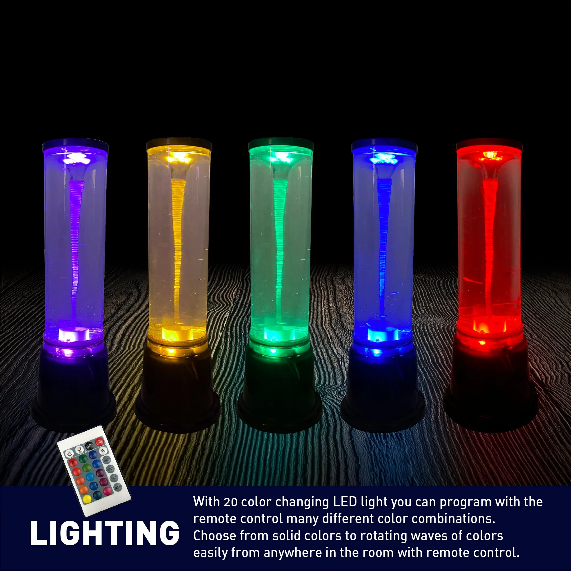 EasyGo Water Vortex Tornado Lava Lamp – Color Changing – Kids Science Gift – Mood Light - 14” Tall – BONUS Beads to Amplify Tornado