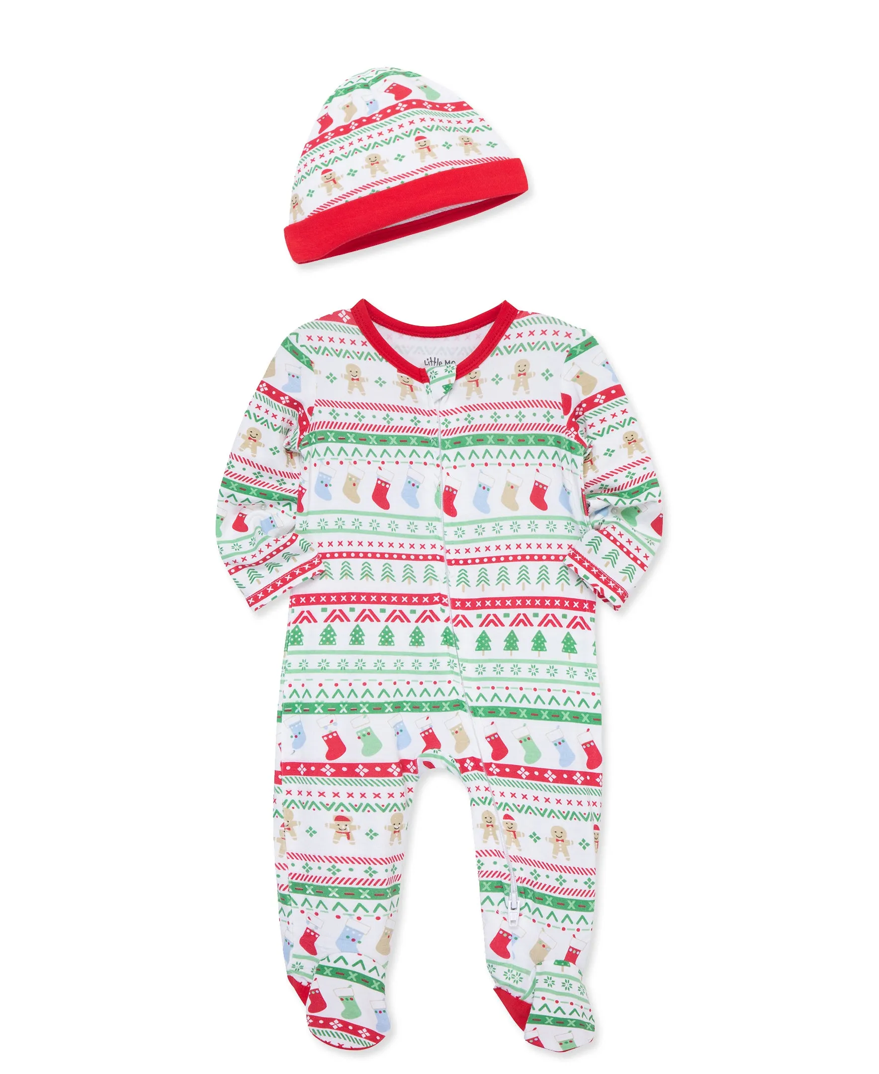 Fair Isle 2-Way-Zip Footie & Hat (NB-9M)
