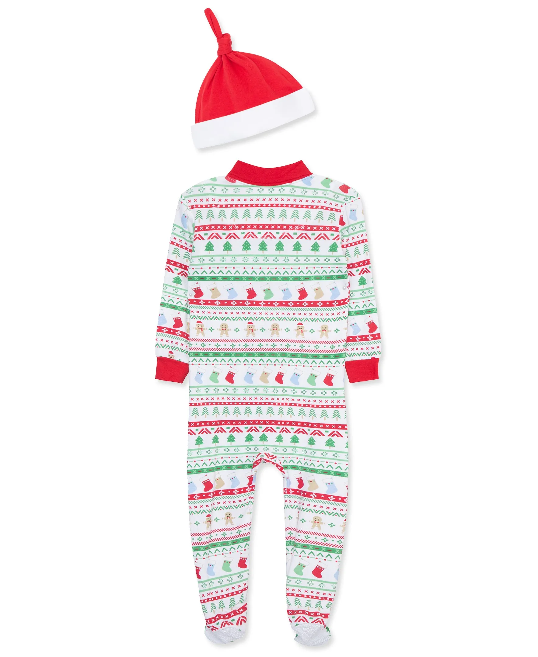 Fair Isle Zip Front Footie & Hat (12M-24M)