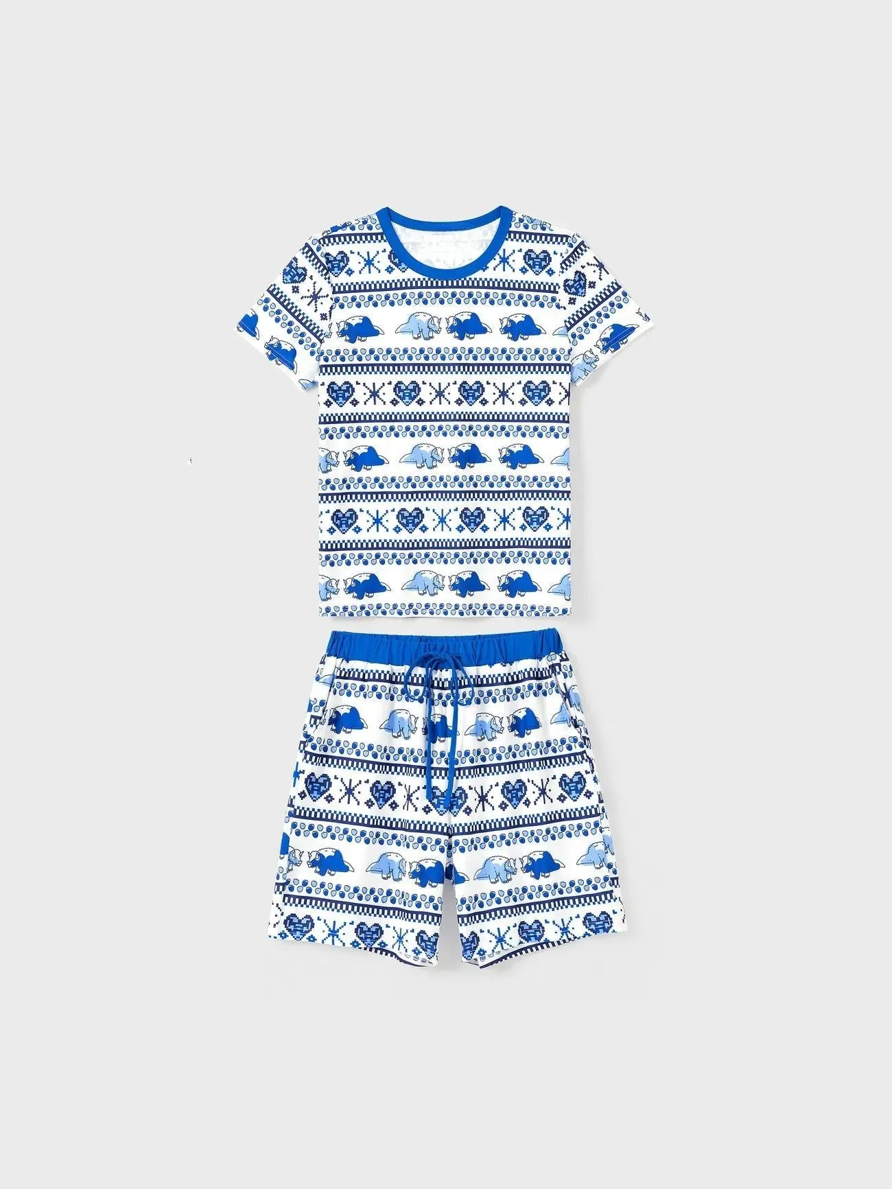 Family Matching Dinosaur Printed Pajama Set With Drawstring