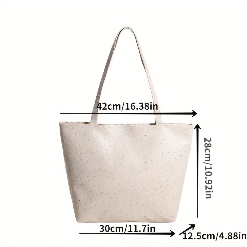 Fashion Large Capacity Tote Bag, Solid Color Simple Hobo Bag, Women's Casual Handbag & Shoulder Bag For Commute