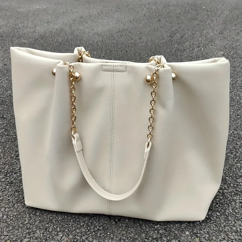 Fashion Large Capacity Tote Bag, Trendy PU Shoulder Bag, Women's Causal Handbag For Commute