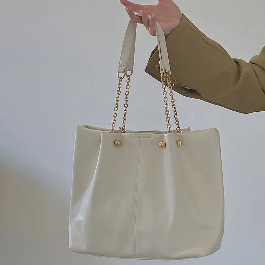Fashion Large Capacity Tote Bag, Trendy PU Shoulder Bag, Women's Causal Handbag For Commute