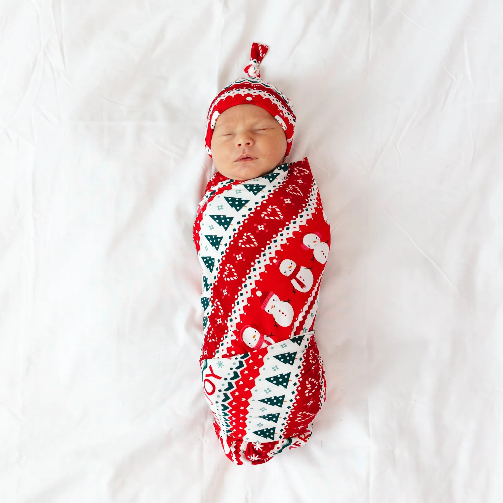 Festive Fair Isle Swaddle & Hat Set