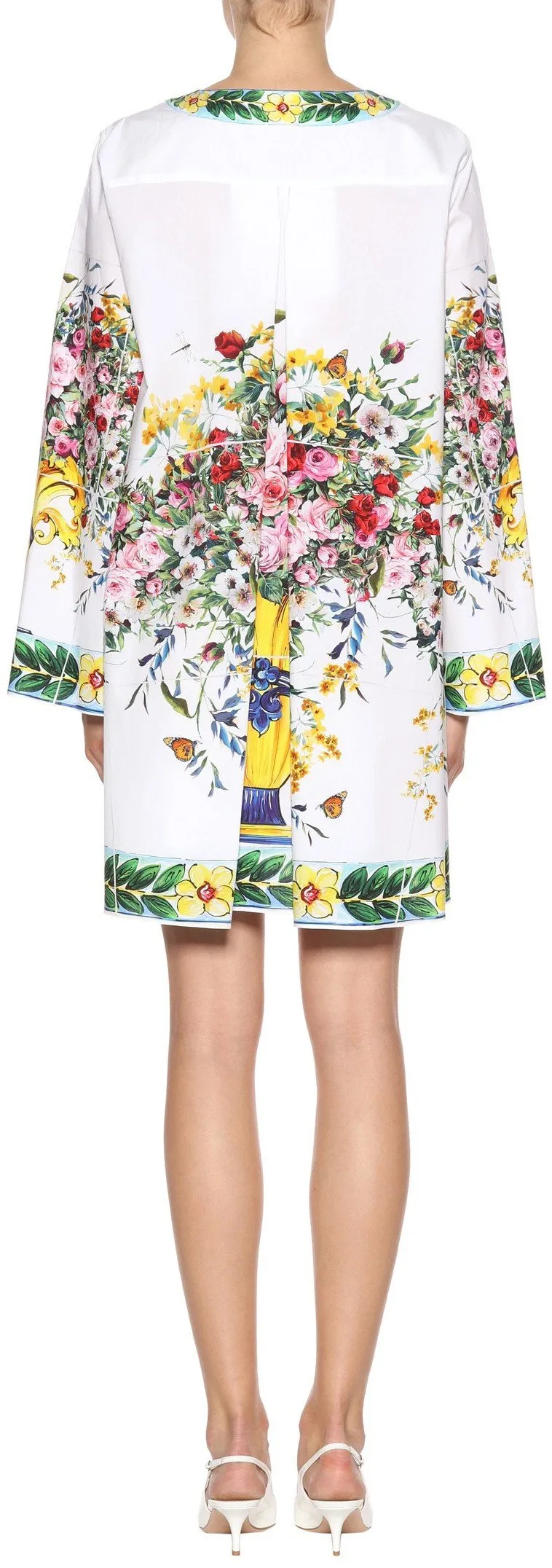Floral & Vase Printed Short Kaftan Dress