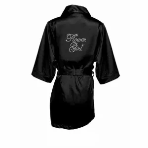 Flower Girl Rhinestone Satin Robe