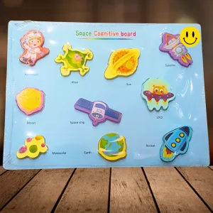 Galactic Explorers Wooden Puzzle Board - Blast Off into Space Learning!