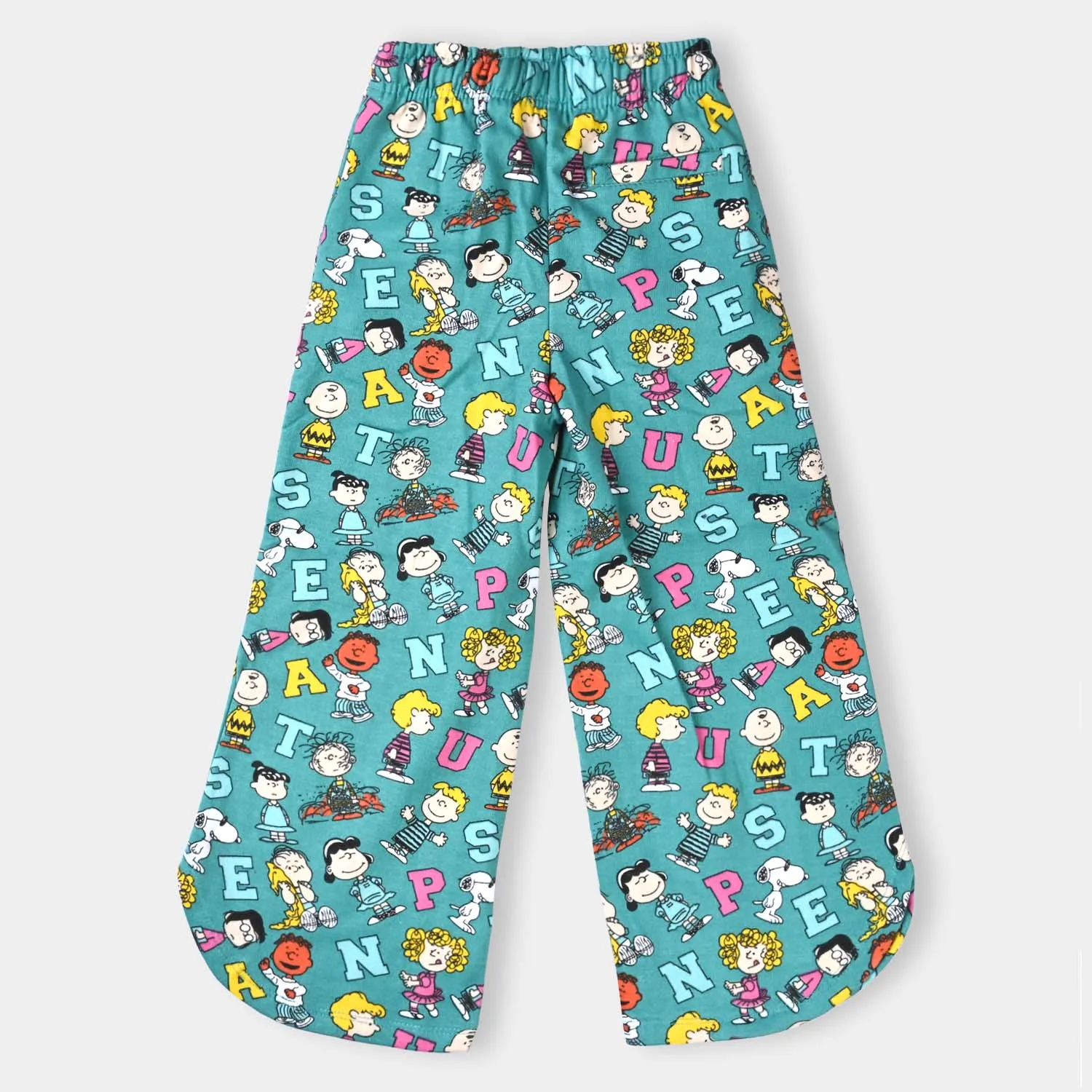 Girls Fleece Jersey Pajama Peanuts-Sea Green