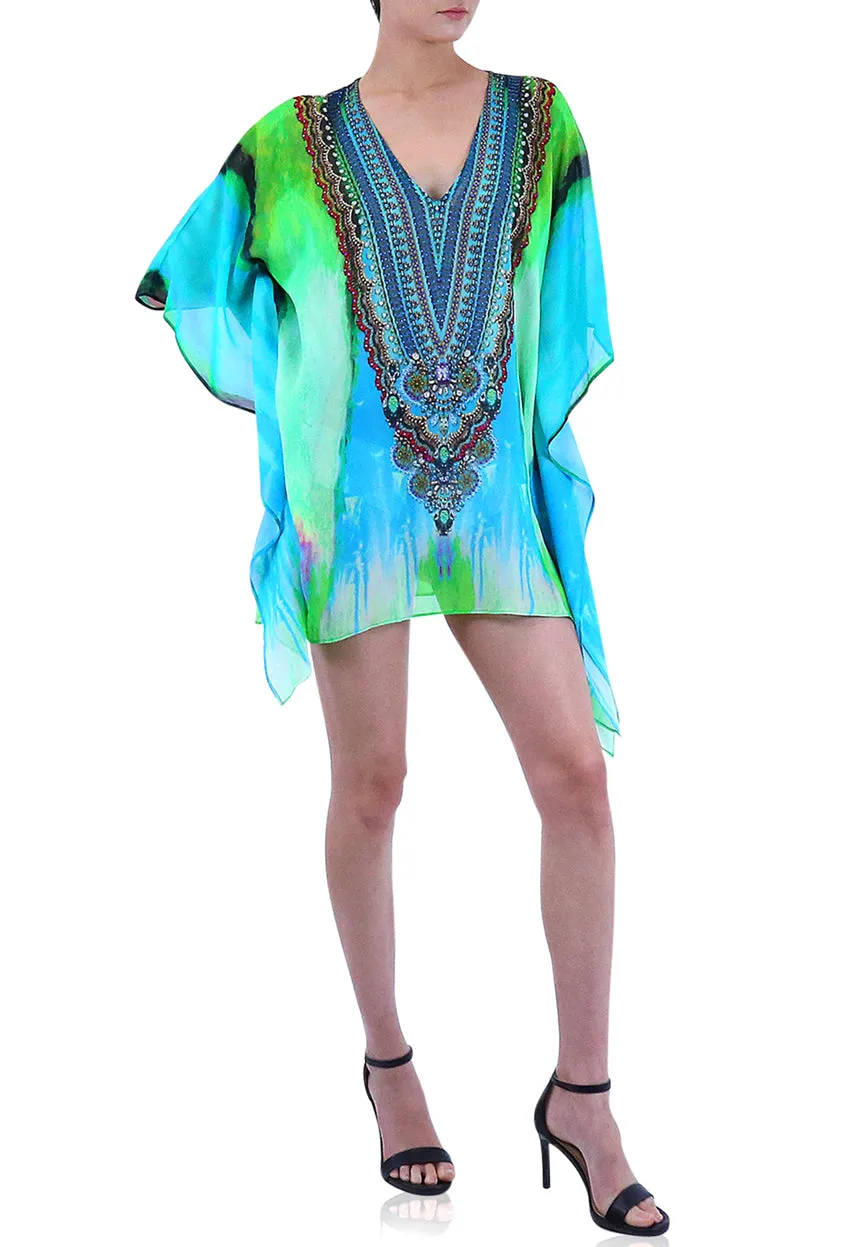 Green Kaftan Dress Short