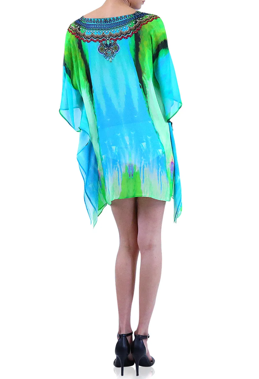 Green Kaftan Dress Short
