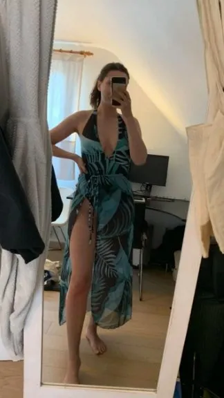Green monokini with sarong