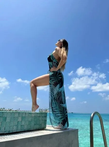 Green monokini with sarong