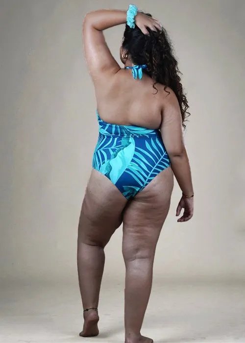 Green monokini with sarong