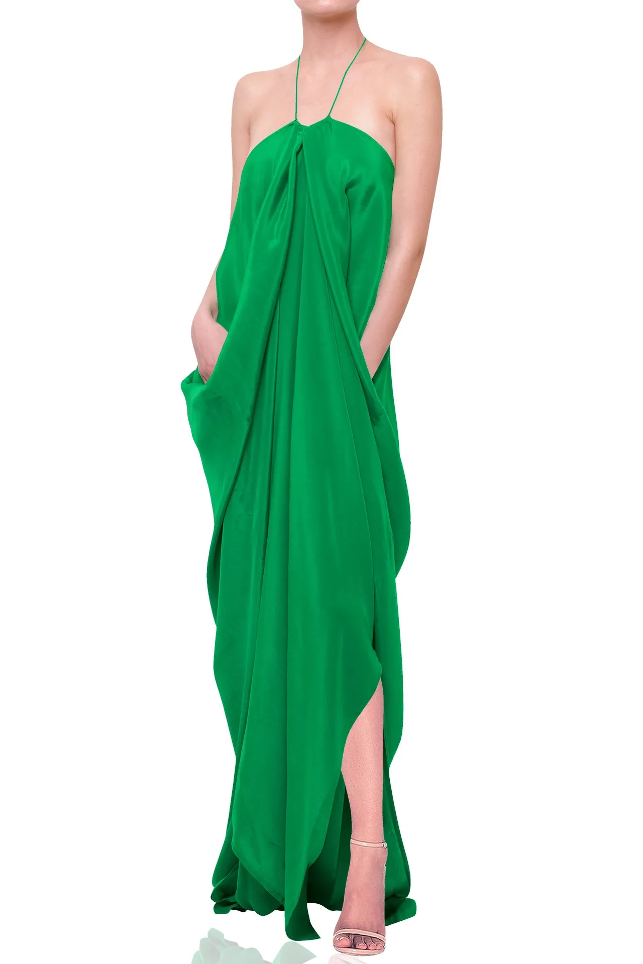 Green Silk Kaftan Vacation Outfits